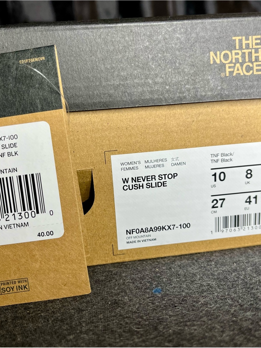 The North Face Women’s Never Stop Cush Slide Sandals – Black/White Size 10 - Picture 6 of 6